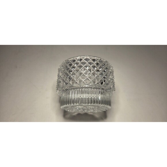 Vintage Lead Crystal Votive Candle Holder Diamond Cut With Star Pattern 2.5" - Picture 2 of 7